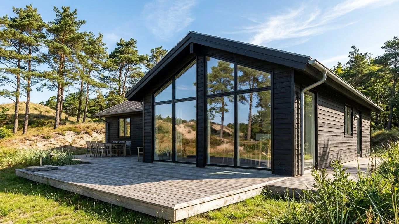 Vinduespudsning af sommerhus i Ebeltoft med udsigt over vigen